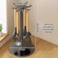 Kitchen Utensil Stand: Rotating Storage Hanger With 8 Hooks,for Countertop Organization Rotatable Cooking Utensils Holder gray