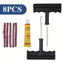 Durable Wear-Resistant Tubeless Tire Repair Kit Fast Puncture Fix with Rubber Strips, Universal for Cars, Motorcycles & Bicycles blue