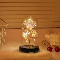 Preserved Rose Night Light Bouquet - Birthday & Christmas Gift for Girls and Best Friends brown