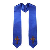 Reversible Stole with Embroidered Crossed Fringed for Clergy Use Church Service Ceremonial Event Gathering Shawl Scarf violetinė