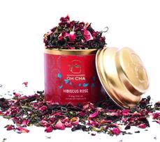 Oh Cha - Hibiscus Tea Leaves With Rose | Herbal Infusion, 35Gms | Hibiscus Flower Whole Leaf With 100% Natural Whole Green Tea Leaves, Clove, Rose P beige