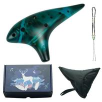 12-Hole Alto C Ceramic Ocarina - Professional Teaching Instrument black