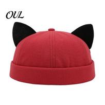 Outdoor Travel Brimless Cap Cat Ear Hat, Cute Docker Cap, Adjustable Skullcap, Stylish Durable Casual Sailor for Women Men Street Wear Versatile Daily juoda