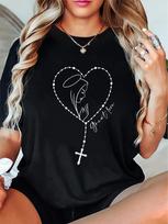 Praying Virgin Mary Great Love Rosary T-shirt XXXL brown