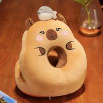 Plush Capybara Sleeping Pillow Cartoon Capibara Cushion For Office Chair Waist Backrest Sofa Home Decor Gifts 30x35cm brown