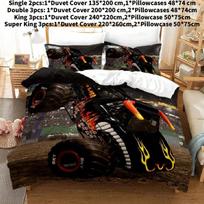 Monster Jam Childrens Bedding Set With Active Dye Printing For Toddler Bedroom Decor Style B Double black