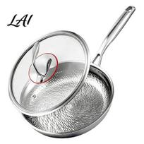 Gas Electric Oven Safe Pan Pure Titanium Frying with Lid Hammered Pattern Nonstick Durable Skillet Healthy Cookware for Quick Fry And Grilling S