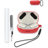 Case for JBL Endurance Peak 3 - True Wireless Headphones, Soft Silicone Protective Portable Scratch Shock Resistant Shell with Cleaner Kit & Endurance Peak3 raudona