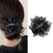 Elegant Wheat Spike Butterfly Knot Hair Clip For Women Back Of Head Chignon Tail Clip Versatile Shark Clamp A3 black