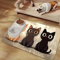 Cute Pattern Pet Mat Easy to Clean and Quick-Dry Absorbent Feeding Mat L white