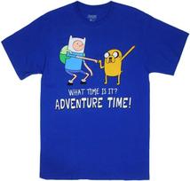 Official Adventure Time With Finn And Jake Standing Dap What Time Is It? 100% Cotton T-shirt Mens Tees Top S blue