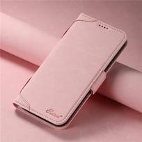 EUCAGR Magsafe verslo odinės piniginės telefono dėklas, skirtas iPhone 12 13 14 15 Pro Max Plus 15Plus 14Pro su atverčiamu kortelės laikiklio dangteliu For iPhone 15 Pro rožinė
