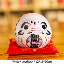 4.5 inch Japanese Ceramic Daruma Figurine, FengShui Figure Zen Ornament, Lucky Charm Money Box, Home Tabletop Decor juoda