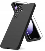 Case for SAMSUNG GALAXY S22 MATT SILICONE BLACK BACK CASE + GLASS
