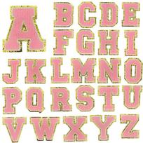 8cm Gold Edge Glitter Double-layer English Letter Iron-on Embroidery Patch Pink Single Letter (Iron-on, Please Message)