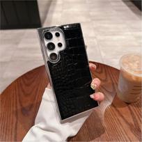 For Samsung Galaxy S26Utra S26 Plus Gradient Crocodile Pattern Leather Shockproof Case For S25 Ultra S24+ S23 Plating Hard Cover Galaxy S23 gray