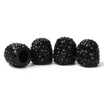 4pcs  Diamond Crystal Car Tire Valve Caps  Shining  Dust-proof Wheel Valve Cover Vehicle Bling Valve Cap Car Styling Accessories 01 black