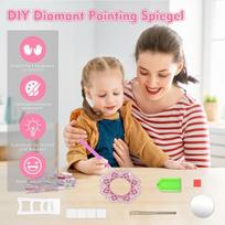 Dovana mergaitėms 6 7 8 9 10 11 metų: rankdarbių deimantų tapybos veidrodėlio rinkinys vaikams nuo 6 7 8 10 metų Mandala kosmetinis veidrodėlis mergaitėms gimtadienio dovana žaislas nuo 5-12 metų (#02)