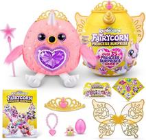 Rainbocorns Fairycorn Princess Series 6 Flamingo - kolekcinis pliušinis žaislas - stebuklingos fėjos princesės staigmena, minkštas pliušinis kimštinis žaislas, lipdukai, (flamingo)