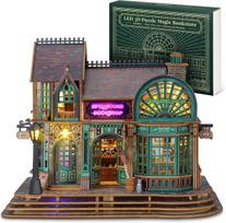 Funpola led 3d dėlionė suaugusiems Magic Book Store, 3d medinės dėlionės konstravimo modelio rinkinys (magic Bookshop)