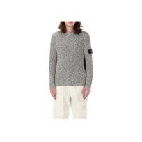 Stone Island Logo Badge Crew Neck Loose Fit Cotton Pullover Sweater Men sweater Gray-Green 8015531D1-V0001 M gray