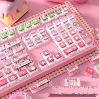 Strawberry Cream Double Skin Milk Pudding Translucent Keycaps for Mechanical Keyboard 37.5 x 15.5 x 3 cm white