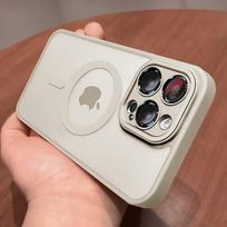 Magnetic Clear For Magsafe Case For iPhone 13 11 12 14 15 Pro Max Cases Lens Protection Wireless Charging Back Cover Accessories For iPhone 15 Pro gray