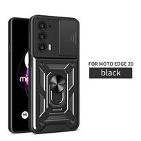 For Motorola Edge 20 Case Moto edge 20 Cover Phone Case Magnetic Ring Holder Armor Phone Case Slide Camera Protect Back Cover Motorola Edge 20 black