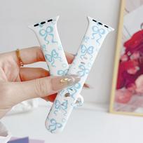 Bow Silicone loop For Apple Watch band women 11/10/9/7/ 38mm 40mm 41mm 42mm 44mm 45mm 46mm Strap 38mm40mm41mm