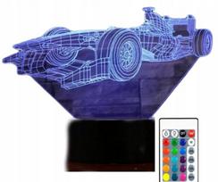 3d Led Naktinė Lempa "lenktynių Automobilis" - 16 Spalvų + Pilotas