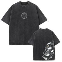 Manga Hellsing Alucard Graphic T-shirt Vintage Washed Oversized T Shirt High Quality Cotton Short Sleeve Clothing S black