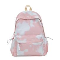 Schoolbag backpack women's 1011 new tie-dye travel backpack junior high school college student schoolbag tide college style backpack Single pack + charm mėlyna
