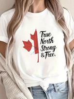 Canada Maple Leaf True North Strong Free T-shirt L brown
