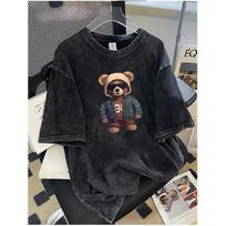 230 Grams Heavyweight, 100% Washed Men'S T-Shirt, Loose Fit with Vintage Print, Plus Size S juoda