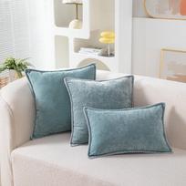Pink Cute Soft Pillow Cover with Stitched Edge Chenille Velvet Cushion Cover 30/45/50 CM for Living Room Bedroom Sofa Home Decor 30x50CM 1Pcs
