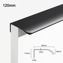 Aluminum Edge Finger Pull Kitchen Cabinets Pull Handle Replacement Hidden Bar Pulls black-120mm