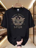 Men'S Roma Invicta Graphic Crew Neck T-Shirt Retro Roman Eagle Design Men's T-shirts for Summer M brown