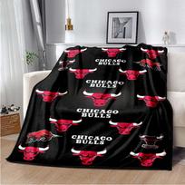 Chicago Bulls Logo Red Black Diagonal Stripe Print Flannel Blanket Soft Lightweight Throw Blanket Basketball Fan Sofa Bedroom Home Decor Gift 80cm x 120cm gray