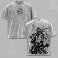 Kurosaki Ichigo Printed T-shirt Manga BLEACH Vintage Washed T Shirt Men Women Clothing Summer Harajuku Polyester Tees Clothes S