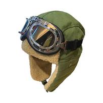 Avijatoriaus kepurės rinkinys Pilotų kepurė su akiniais Žieminis kostiumas Žalias žalia