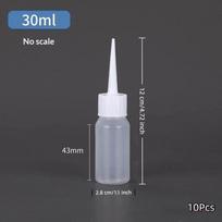 10 vnt. tušti plastikiniai spaudžiami buteliukai skysčiui, dozatoriai su lašintuvu, adatinis antgalis, skysčio talpyklė 50ML white