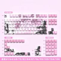 Varnos Sakuros Anime PBT Cherry Klavišas 129 Klavišai Žaidėjų Mechaninė Klaviatūra Šoninis Spausdinimas Apšviečiamas RGB Gradiento Mergaitė Magnetinis Mx Jungiklis