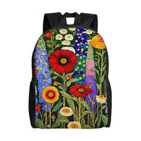 Gėlių Gustav Klimt Gėlių Sodas Kuprinė Vyriška Sportiška Madinga mochila Didelės Talpos Nešiojamojo Kompiuterio Krepšys Atgal į Mokyklą Sezonas One Size blue