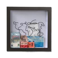 Yeria Journey   Memory Shadow Box with Ticket Slot 8x8 Inch Travel Keepsake Display Case with Map Holder juoda