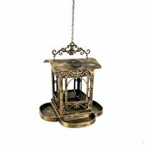 Solar Bird Feeder CopperColored House Antiqued Finish Garden Decor gray