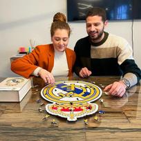 Iconic Puzzles, Real Madrid Logo oficialus produktas medinės dėlionės suaugusiems ir vaikams 100% tvarus medis mažas pakelis 150 dalių