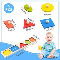 Qessuvnc medinis formų rūšiavimo žaidimas mažyliams, montessori dėlionė su kaiščiais, geometrinės figūros, 1–3 metų