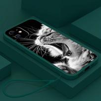 Samsung Galaxy A14 A24 A54 A34 S23 FE, skirtas iPhone 11 12 13 14 15 Pro Max Minkštas Straight Edge telefono dėklas su dirželiu A41 Cool cat Black Design Art Samsung S24 5G gray