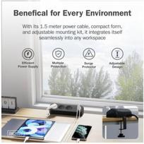 Digitus prailginimo laidas su 3 Schuko, 2 Usb-a, 1 Usb-c, 1.5m, juodas