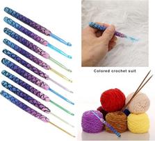 9 "mermaid" vąšeliai nėrimui, itin ilgas rinkinys su ergonomiška rankena, molis su minkšta rankena, 2,25 mm–6,5 mm vąšeliai nėrimui